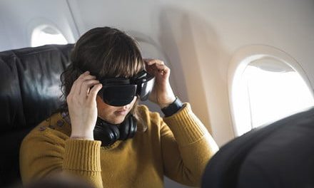 Flying could feel more like going to the movies with VR headsets and headphones