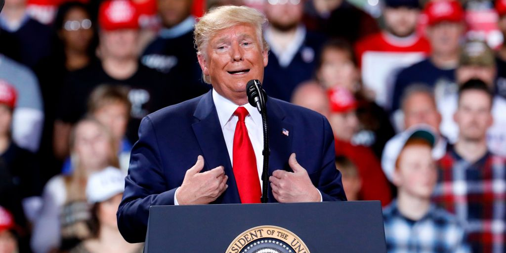 Trump implies beloved late Michigan congressman is in hell during a rally held while the House voted in favor of impeachment
