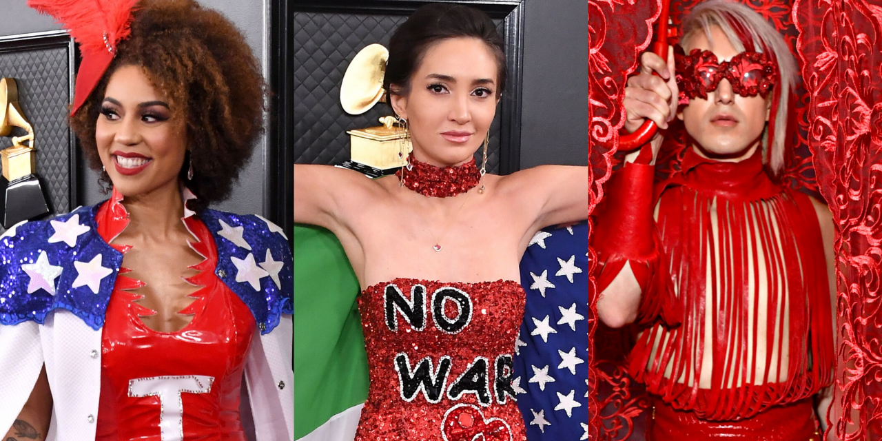 Some celebrities used their Grammys outfits to make political statements about everything from Iran to Trump
