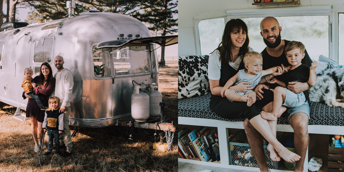 A family of 4 lived in a 200-square-foot Airstream trailer that only had one bed