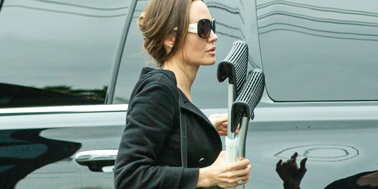Angelina Jolie Carries Shiloh’s Crutches While Going to the Movies