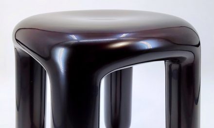 Ming Design Studio coats plump Bold stool in layers of shiny lacquer