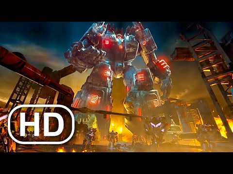 Transformers Metroplex Awakens & Kills Megatron Scene 4K ULTRA HD
