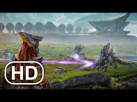 Warriors Vs Army Of T-REX Robot Dinosaurs Fight Scene 4K ULTRA HD – Horizon Forbidden West